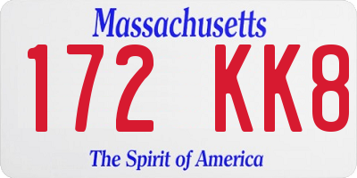 MA license plate 172KK8