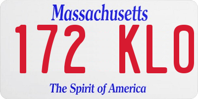 MA license plate 172KL0