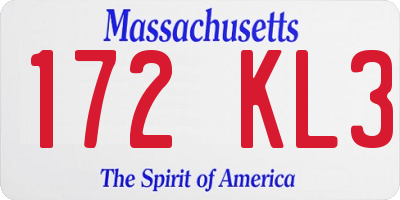 MA license plate 172KL3