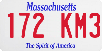 MA license plate 172KM3