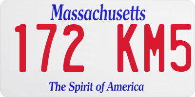 MA license plate 172KM5