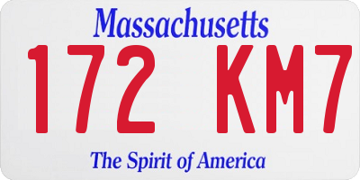 MA license plate 172KM7