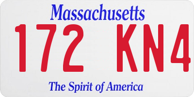 MA license plate 172KN4