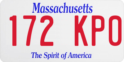 MA license plate 172KP0
