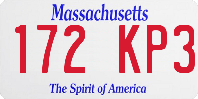 MA license plate 172KP3