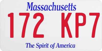 MA license plate 172KP7