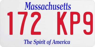 MA license plate 172KP9
