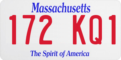 MA license plate 172KQ1