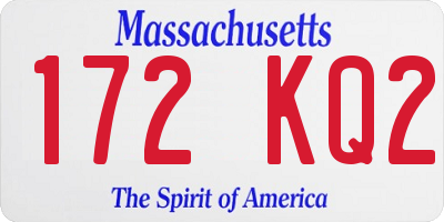 MA license plate 172KQ2