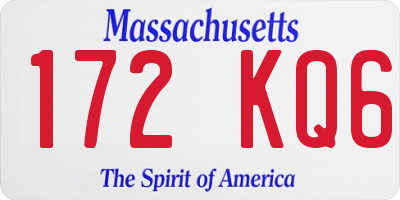 MA license plate 172KQ6