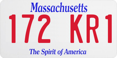MA license plate 172KR1