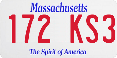 MA license plate 172KS3