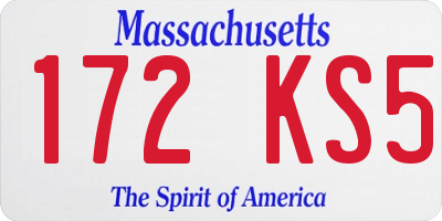 MA license plate 172KS5