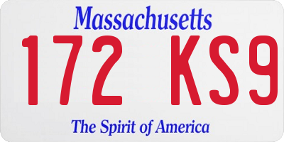 MA license plate 172KS9