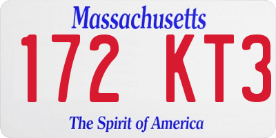 MA license plate 172KT3