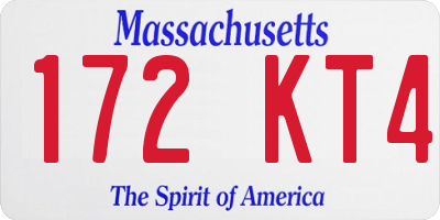 MA license plate 172KT4