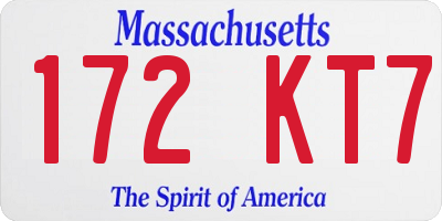 MA license plate 172KT7
