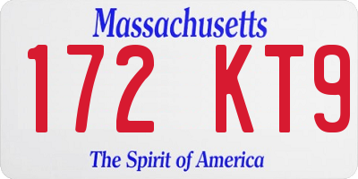 MA license plate 172KT9