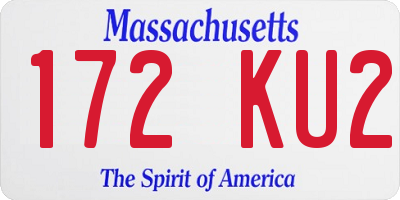 MA license plate 172KU2