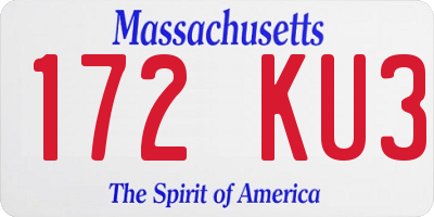 MA license plate 172KU3