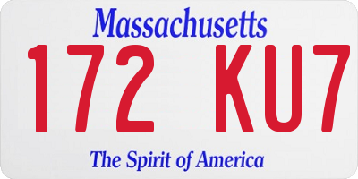 MA license plate 172KU7