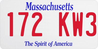 MA license plate 172KW3