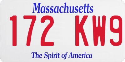 MA license plate 172KW9