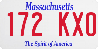 MA license plate 172KX0