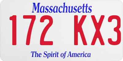 MA license plate 172KX3