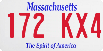 MA license plate 172KX4