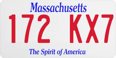 MA license plate 172KX7