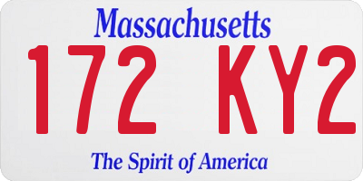 MA license plate 172KY2