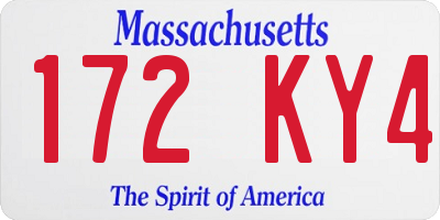 MA license plate 172KY4