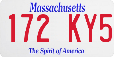 MA license plate 172KY5