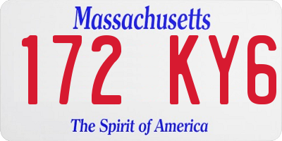 MA license plate 172KY6