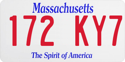 MA license plate 172KY7