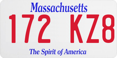 MA license plate 172KZ8