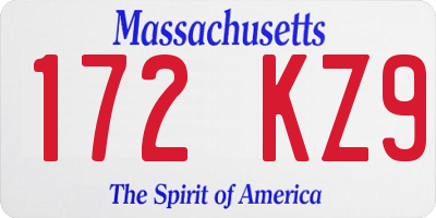 MA license plate 172KZ9