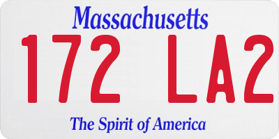 MA license plate 172LA2