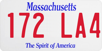 MA license plate 172LA4