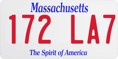 MA license plate 172LA7