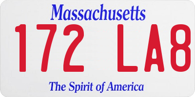 MA license plate 172LA8