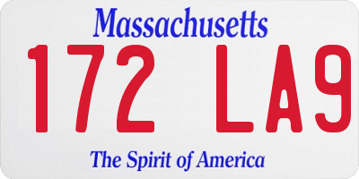 MA license plate 172LA9