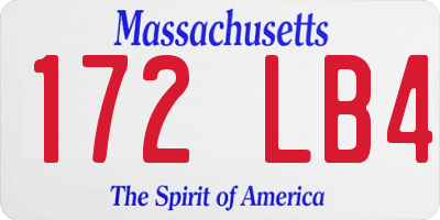 MA license plate 172LB4