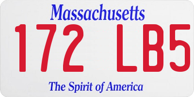 MA license plate 172LB5