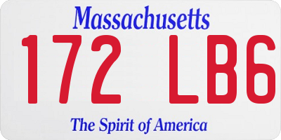 MA license plate 172LB6