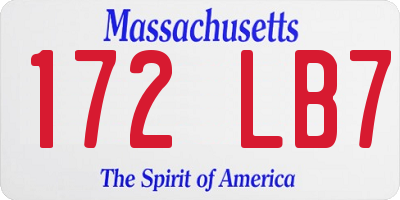 MA license plate 172LB7