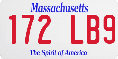 MA license plate 172LB9