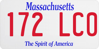 MA license plate 172LC0