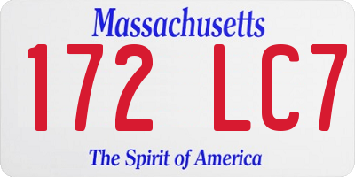 MA license plate 172LC7